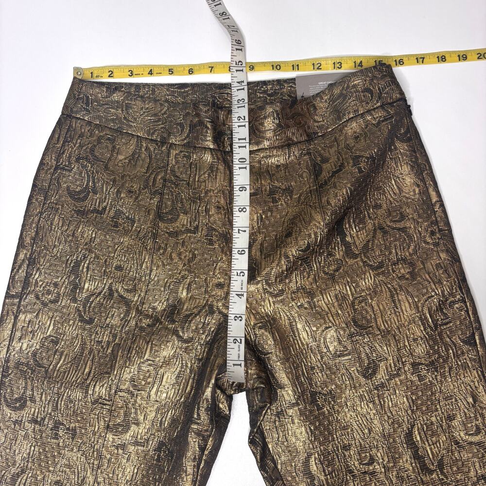 Soft Surroundings Nevina Jacquard Side Zipper Slim Ankle Metallic Pant Gold 8 - Picture 8 of 11